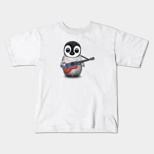 Baby Penguin Playing Slovenian Flag Guitar Kids T-Shirt